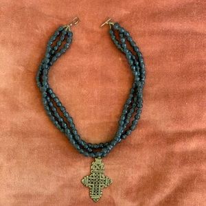 Unbranded || multistrand paper bead cross necklace